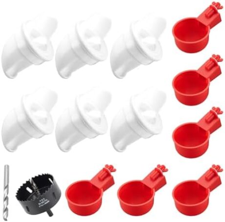 Chicken Water Cups and Chicken Feeder Set, 6pcs Chicken Feeders and 6pcs Chicken Waterer for Chickens, Birds, Turkeys etc