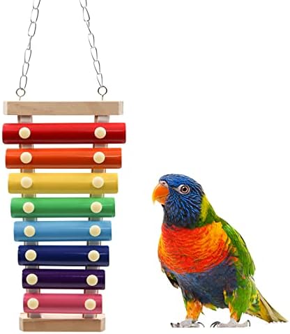 Colorful Bird Xylophone Toy, Suspensible Funny Xylophone Toy with 8 Metal Keys, Bird Cage Toy Accessories for Chicken Bird Parrot Parrot Parakeet Budgies Love Birds