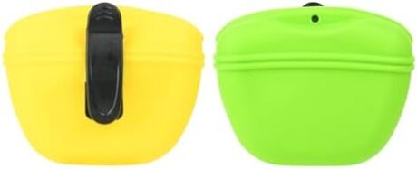 Cosmos 2 Pcs Pet Treat Bag Dog Training Pouch Silicone Portable Pet Training Container Dog Treat Holder with Buckle Closure and Waist Clip Dog Treat Pouches for Pet Training