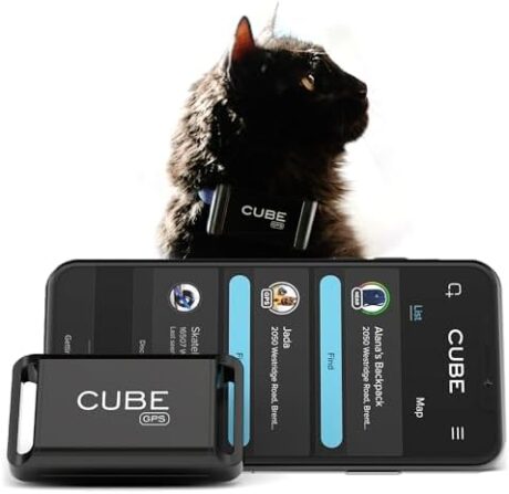 Cube GPS Tracker for Vehicles Assets Kids, Mini GPS Trackers for Dogs, Car Tracker Device: Real Time Worldwide Location SOS Pings Geo-Fencing + Rechargeable Battery Requires Subscription