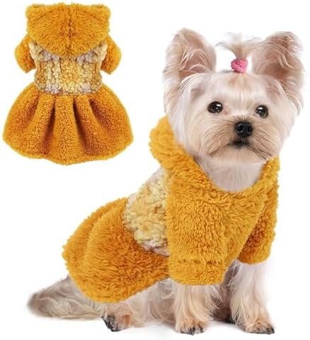 Dog Sweater Dress Fall Dresses for Small Dogs Fleece Winter Princess Puppy Sweaters Pet Apparel Clothes(XX-Small)