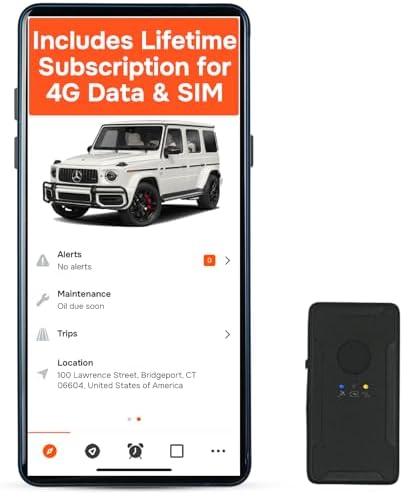 GPS Tracker for Vehicles No Monthly Fee, No Subscription, Up to 14 Days Battery Life, 4G SIM and Data Included, Trip History, Speeding Alerts, Magnetic, USA Developed, Moto Watchdog