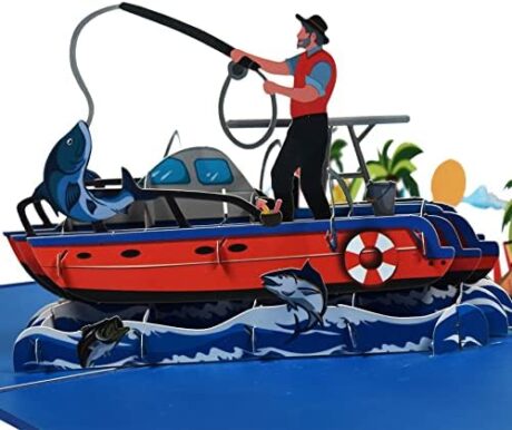 GREETING ART Fishing Pop-Up Greeting Card, Ideal for Father's Day, Birthday, Retirement, Fisherman Gift