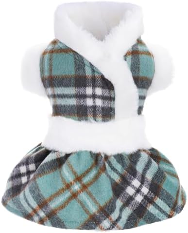 Girl Dog Sweater, Fleece New Year Dog Dresses for Small Dogs Girl, Puppy Sweater Dog Winter Clothes, Pet Clothing Dog Sweater Dress Dog Outfit, Small, Green