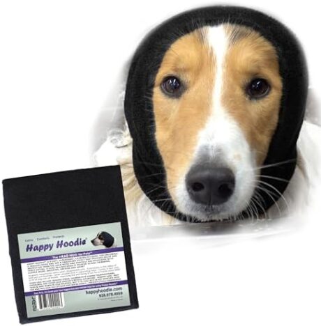 Happy Hoodie The Original Calming Band for Dogs & Cats - for Anxiety Relief & Calming Dogs – Noise Canceling for Dogs - The Force Drying & Grooming Miracle Tool Since 2008 (Large, Black)