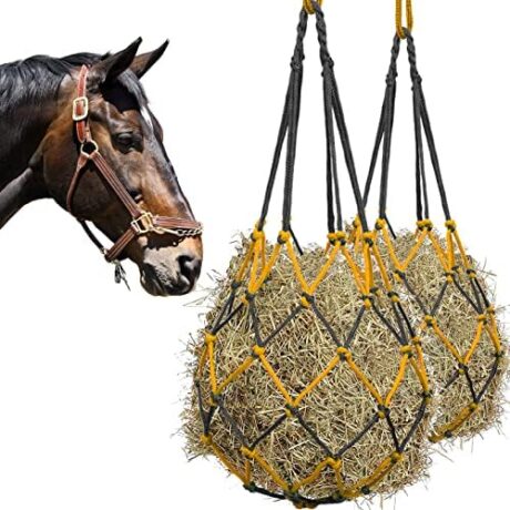 Hay Net for Horses, Fun and Capacity is The Upgrade of Horse Treat Ball，Hanging Hay Feeder Bag for Horse Stable Stall Paddock Rest Toy（2 PCS）