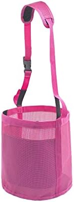 Horse Feed Bag for Grain - Heavy Duty Mesh Horse Feeder with Adjustable Strap,Comfort Neck Pad,Nose Pad and Waterproof Bottom Horse Muzzle Feed Bag(Medium,Pink)