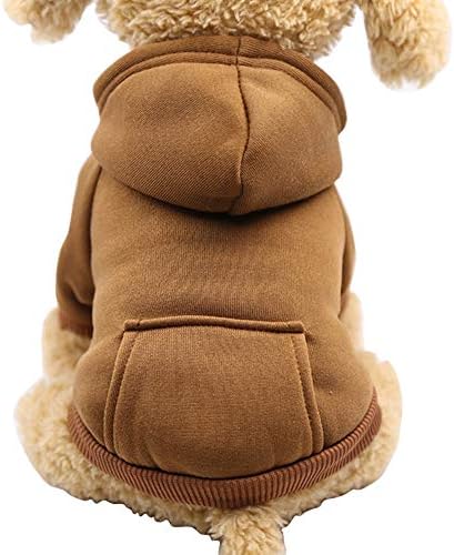 Jecikelon Winter Hoodie Sweatshirts with Pockets Warm Clothes for Small Dogs Chihuahua Coat Clothing Puppy Cat Custume (XX-Small, Coffee)
