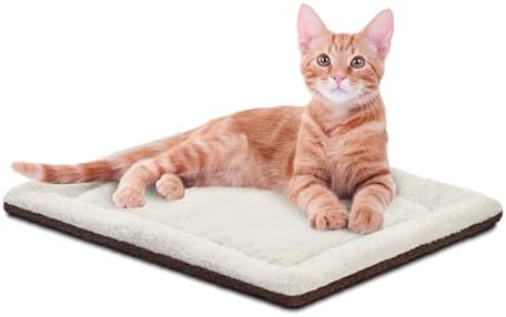 K&H PET PRODUCTS Self-Warming Cat Bed Pad, Self Heating Pad for Outdoor Cat Houses, Warming Mat for Indoor Pet Beds & Furniture, Reversible Blanket, Washable - Small 21 X 17in Oatmeal/Chocolate
