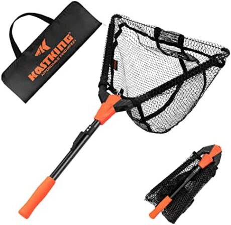 KastKing Pontus Fishing Net Fish Landing Net, Foldable & Lightweight Freshwater Fishing Landing Net with Built in Length Scale, Aluminum Handle, Fish-friendly Mesh for a Safe Release, Fishing Gifts for Men