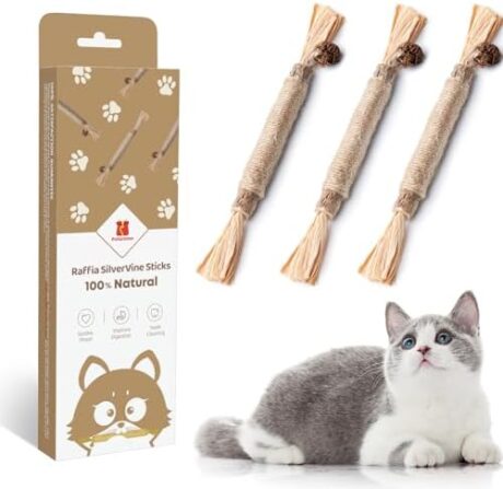 Potaroma 3 Pack Natural Silvervine Sticks Cat Toys, Catmint Silvervine Blend Sticks, Catnip Kittens Chew Toys Teeth Cleaning, Matatabi Dental Care Cat Treat Edible Kitty Lick Toys, Package May Vary