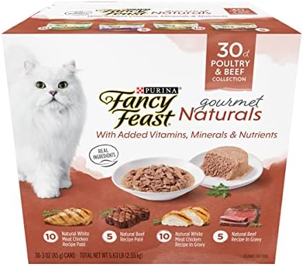 Purina Fancy Feast Wet Cat Food Variety Pack Gourmet Naturals Poultry and Beef Collection - (Pack of 30) 3 oz. Cans
