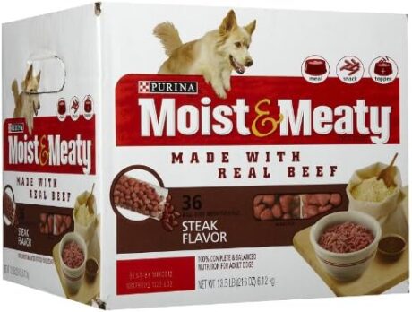 Purina Moist and Meaty Steak Flavor Soft Dog Food Pouches - 36 ct. Pouch