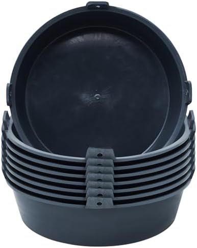 Sadnyy 8 Pcs Ox Tendon Feeder Pan 6 Quart Feed Pan Utility Horse Feed Bucket Dog Bowl Horse Feeder for Cats Dogs Goats Horses Chicken Dust Bath Container Animal Feeding, 12.2 x 3.4 Inch (Not Rubber)