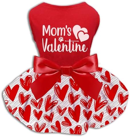 Valentine Dog Cat Dress, Holiday Mom's Valentine Heart Dress Outfits Skirt for Small Boys and Girls Puppies Pets Doggie…