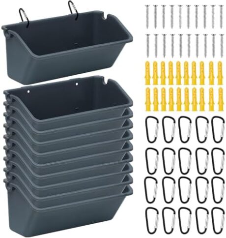 Wenqik 10 Pack Hanging Chicken Feeders Plastic Goat Feeder Supplies with Metal Clips Chicken Waterer Bucket Container for Goat Duck Horse Pig Hog Poultry