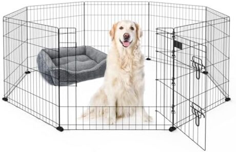 X-ZONE PET Dog Playpen Indoor Foldable 24" Tall Dog Playpen Dog Fencing Outdoor 8 Panels Black Metal Dog Play Pens Exercise Fencing with Door Pet Play Pen for Camping,Yard,Kennels for Household Pets