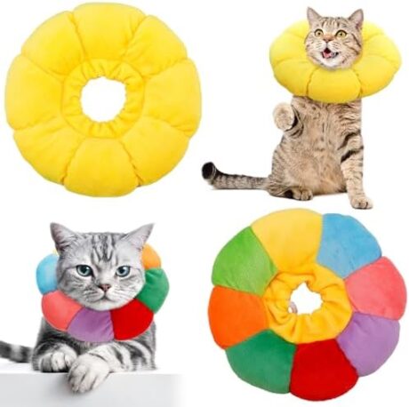 XINRUI 2 Pcs Cat Cone Collar Soft, Cat Recovery Collar Cute Adjustable Elizabethan Collars Comfortable Lightweight Pet Cone Collar for Kitten and Small Dogs