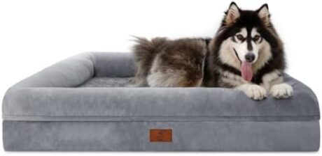 XL Dog Bed, Orthopedic Washable Dog Bed with Removable Cover, Grey Waterproof Extra Large Dog Bed, Dog Beds for Extra Large Sized Dog
