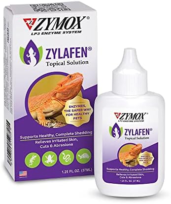 Zymox Zylafen Topical Solution for Reptiles, 1.25 oz. – Supports Healthy, Complete Shedding for Lizards, Snakes, Turtles & Frogs – Soothes Irritated Skin: Abrasions, Wounds, & Abnormal Shedding