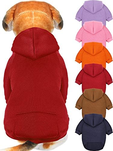 6 Pieces Dog Hoodie Dog Clothes Sweaters with Hat, Pet Winter Clothes Warm Hoodies Coat Sweater for Small Dogs Chihuahua(S)
