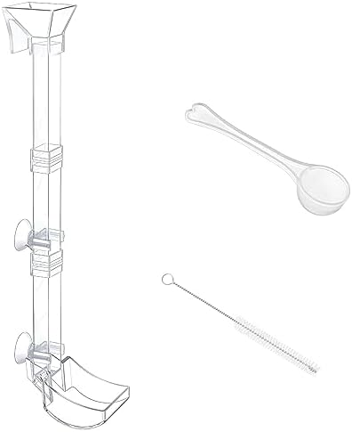 Aquarium Fish Shrimp Feeding Dish Set Clear Fish Feeder Tube and Dish with Cleaning Brush and Measuring Spoon for Feeding Shrimp and Preventing Food Scattering Feeding Supplies for Shrimp Large