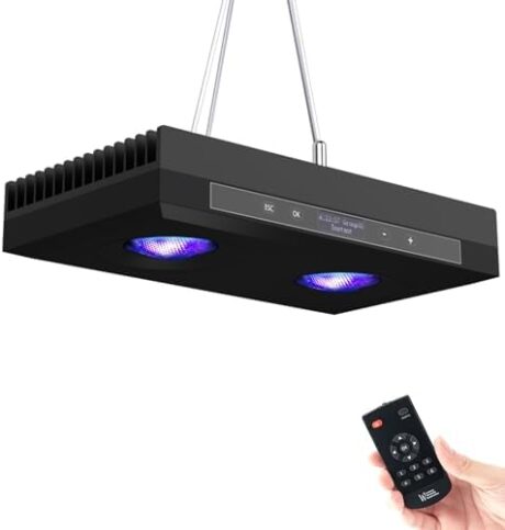 Aquarium Light - 95 Watt Sunrise Sunset Moonlight, Group Control Program Coral Reef Light Dimmable Full Spectrum for Marine Tanks,Saltwater Tank Light with Timer (G5 Bracket Version)