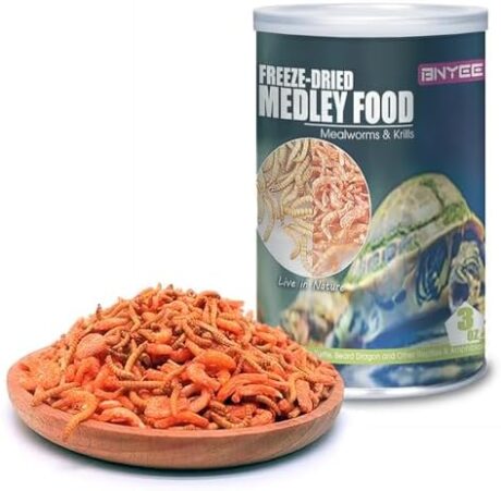 Aquatic Turtle Medley Food - Freeze Dried Shrimp & Mealworms for Aquatic Turtle, Beard Dragon and Other Reptiles & Amphibians