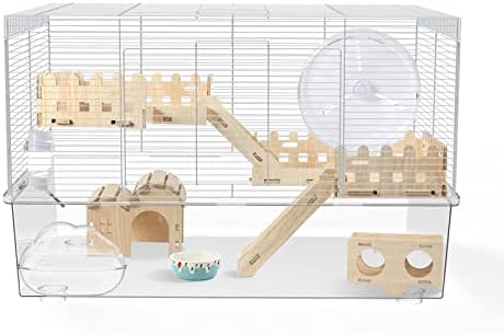 BUCATSTATE Hamster Cage Large Includes Accessories, Free Water Bottle, Exercise Wheel, Food Dish & Hamster Hideout Rat Cage and Habitats for Gerbil, Mice, Syrian Dwarf Hamster (24.4" L * 13.8" W)