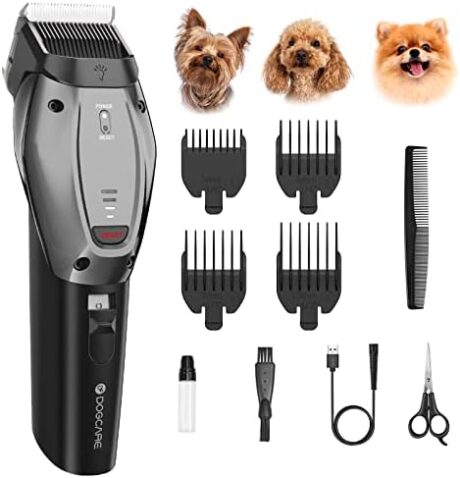 DOG CARE Dog Grooming Kit Clippers Professional Dog Shaver Clippers, Rechargeable Pet Hair Thick Coats Clippers Trimmers Set for Dog Cat with 3 Speeds | Auxiliary Light | Electric Quiet