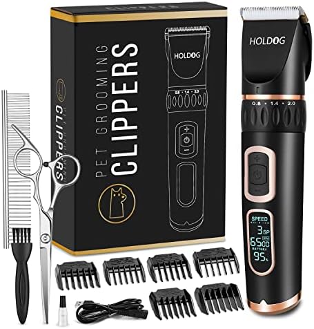 Dog Clippers Professional Heavy Duty Grooming Clipper 3-Speed Low Noise High Power Rechargeable Cordless Pet Tools for Small & Large Dogs Cats Pets with Thick Coats
