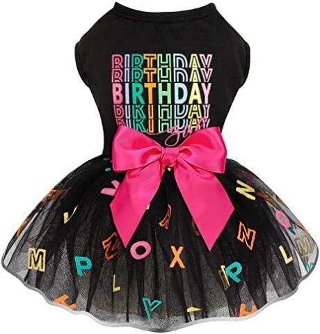 Dog Dresses for Small Dogs Girls, Puppy Clothes Pet Princess Bowknot Birthday Dresses, Dog Wedding Dress, Shih Tzu Outfits (Birthday Girl, X-Small)