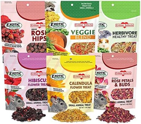 Exotic Nutrition Herbivore Treats 6 Pack - Healthy Assortment Small Animal Pet Treat - Squirrels, Guinea Pigs, Rabbits, Chinchillas, Prairie Dogs, Degus, Hamsters, Gerbils, Herbivores
