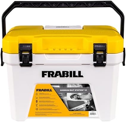 Frabill Magnum Bait Station 13 Quart Live Bait Well, White and Yellow