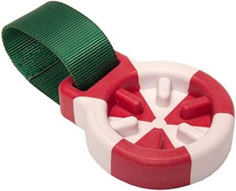 Furhaven Slow Feeder Fillable Dog Toy for Wet & Frozen Foods, Washable & Fridge Friendly w/ Durable Webbing for Toss & Fetch - Winter Wonder Mint Feeding Puck - Peppermint, One Size