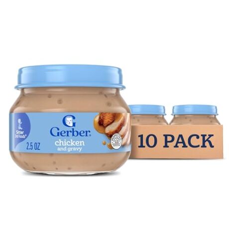 Gerber Baby Foods 2nd Foods Meat, Chicken & Gravy, Mealtime for Baby, 2.5 Ounce Jar (Pack of 10)