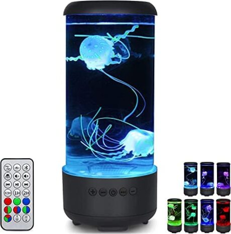 Jellyfish Lamp with Bluetooth & White Noise Sound, 33 LED 7-Color Changing Light & 5 Levels Brightness Aquarium Mood Lamps for Decorating, Relaxing for Kids and Adults (Black), B0B8QYYWP4