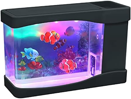 Lightahead® Artificial Mini Aquarium A Sensory Multi Colored LED Swimming Fish Tank with Bubbles