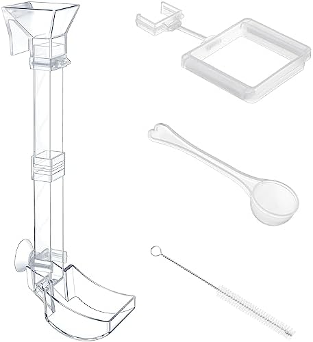 Maxdot Aquarium Fish Shrimp Feeding Dish Set Convenient Fish Feeder Tube Kit with Fish Feeding Ring and Cleaning Brush for Feeding Shrimp and Preventing Food Scattering