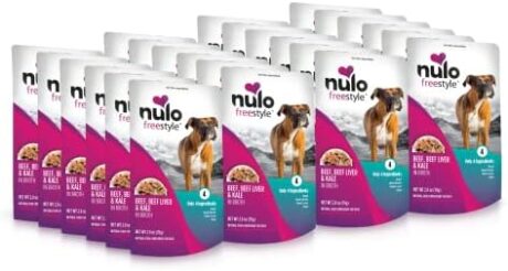 Nulo Freestyle Beef, Beef Liver, & Kale in Broth Real Meat Dog Food Topper, 2.8 Ounce (Pack of 24)