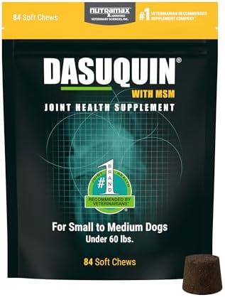 Nutramax Laboratories Dasuquin with MSM Joint Health Supplement for Small to Medium Dogs - With Glucosamine, MSM, Chondroitin, ASU, Boswellia Serrata Extract, and Green Tea Extract, 84 Soft Chews