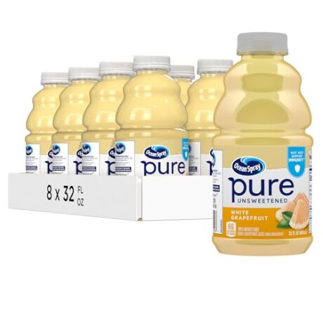 Ocean Spray® Pure Unsweetened White Grapefruit, 100% White Grapefruit Juice, 32 Fl Oz Bottle, (Pack of 8)