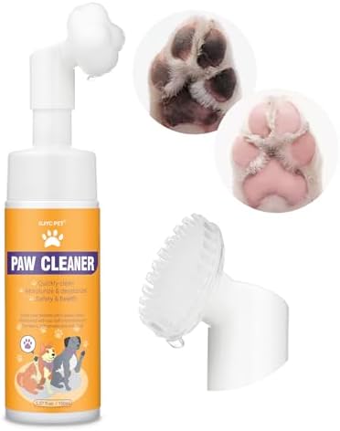 Paw Cleaner for Dogs and Cats,Magic Foam - Clean Paws No-Rinse Foaming Cleanser-Dry Shampoo, Foot Cleaner Brush - with Rose Extract, Odor Control Wash - Good for Puppy