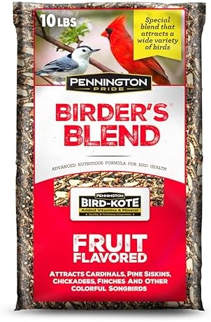 Pennington Pride Birder's Blend, Wild Bird Seed for Outside Feeders, Fruit Flavored Blend Attracts a Wide Variety of Birds, 10-lb. Bag
