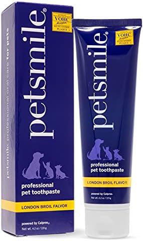 Petsmile Professional Pet Toothpaste - Cat & Dog Toothpaste for Plaque, Tartar, & Bad Breath - VOHC Accepted Non Enzymatic Dental Care for Cat & Dog Teeth Cleaning (London Broil, 4.2 Oz)