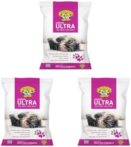 Precious Cat Elsey's Ultra Scented Cat Litter,18 Lb/8.16 Kg (Pack May Vary) Clay (Pack of 3)
