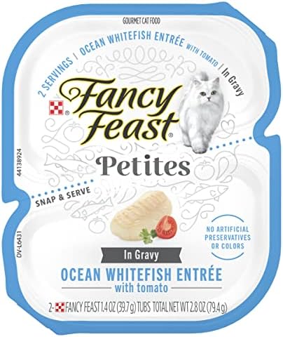 Purina Fancy Feast Gourmet Gravy Wet Cat Food, Petites Ocean Whitefish With Tomato Entree - (Pack of 12) 2.8 oz. Tubs
