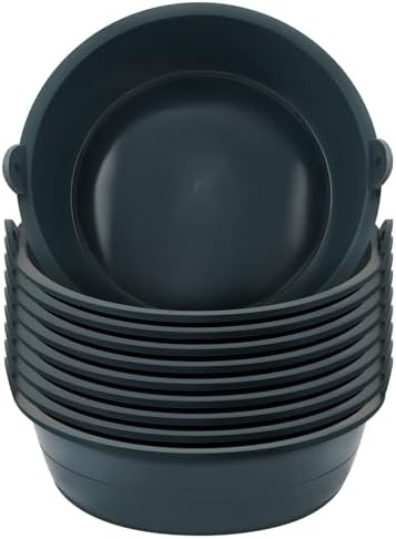 Sadnyy 10 Pcs Ox Tendon Feeder Pan, 3 Quart Feed Pan Utility Horse Feed Bucket Dog Bowl Horse Feeder for Cats Dogs Goats Horses Chicken Dust Bath Container Animal Feeding,10.2 x 3.1 Inch(Not Rubber)