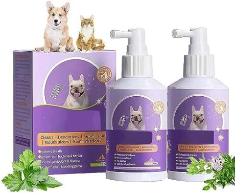 Teeth Cleaning Spray for Dogs & Cats Fresh Breath,Pet Oral Spray Clean Teeth,Pet Breath Freshener Spray Care Cleaner No Brushing Pet Oral Care Spray