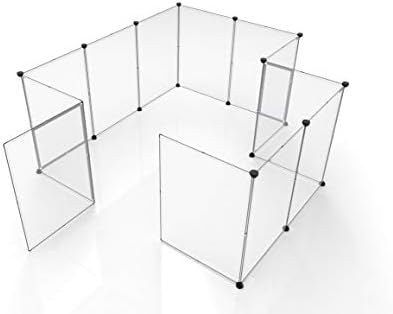 Tespo Pet Playpen, Portable Large Plastic Yard Fence Small Animals, Puppy Kennel Crate Fence Tent, 28 X 20 Inch, White, 12 Panels